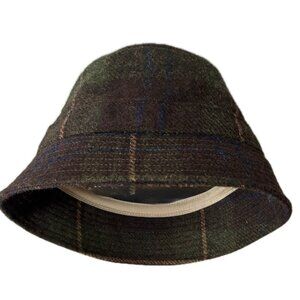 J. Crew Wool Plaid Bucket Hat Womens Size S/M Sage Green, Tan EUC